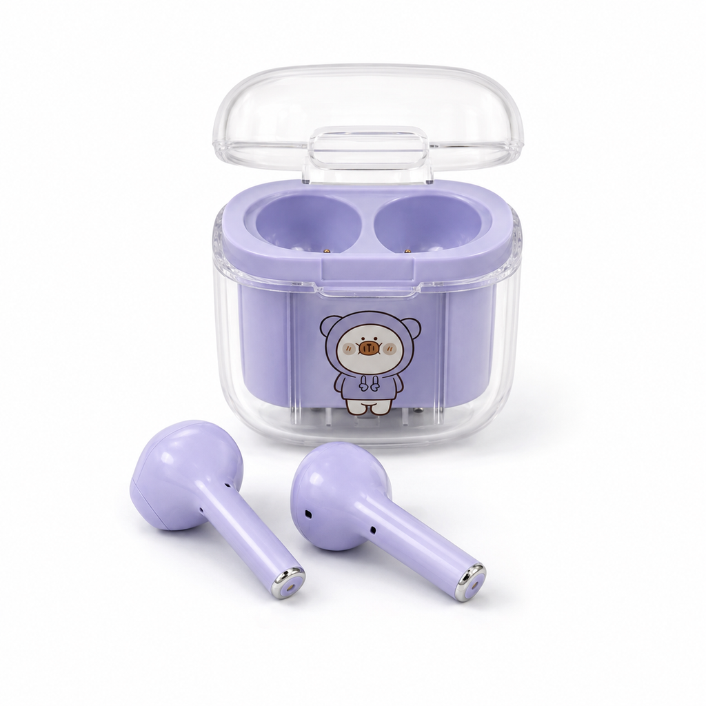 Tangmeng x BEERUS wireless earbuds and charging case on white background