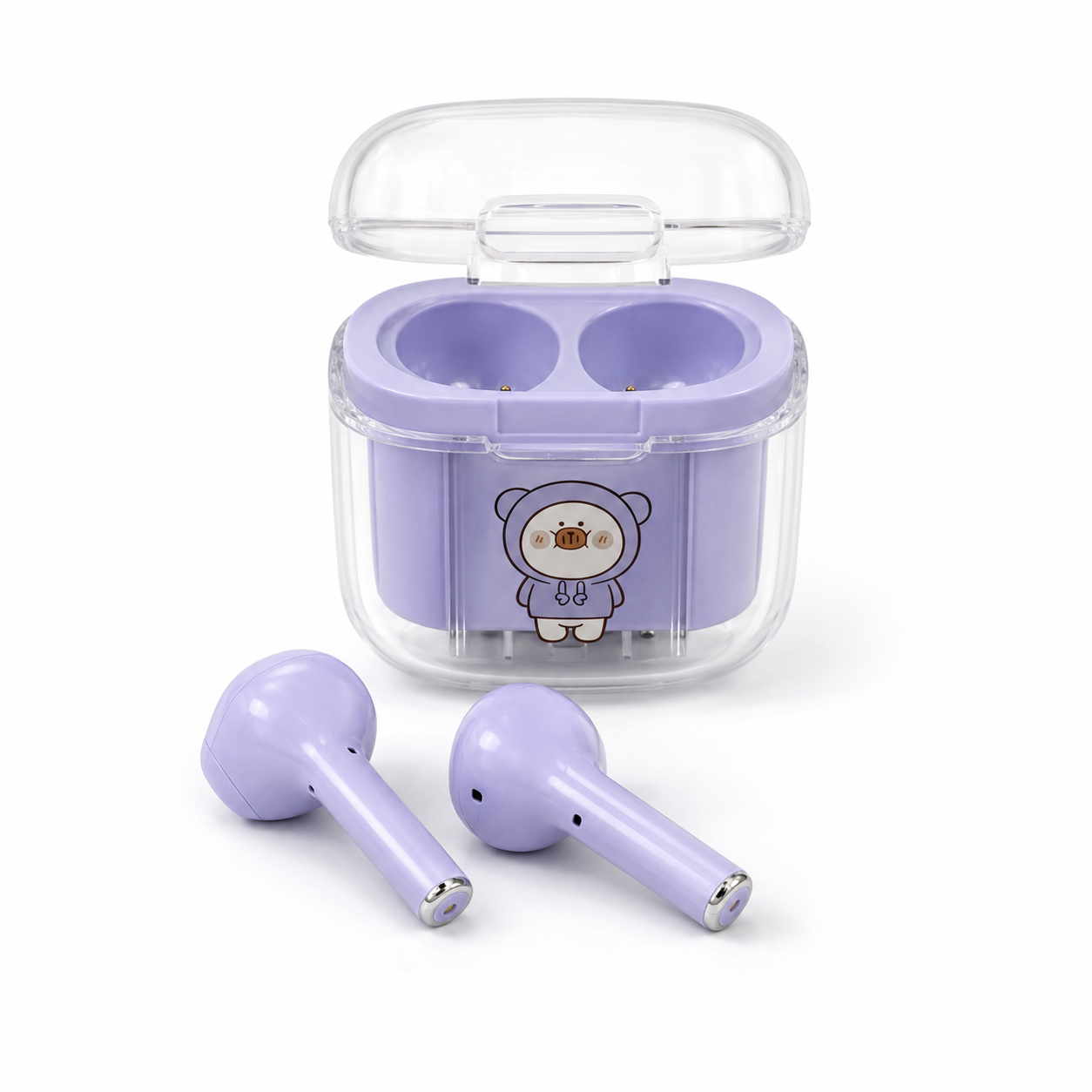 Tangmeng x BEERUS wireless earbuds and charging case on white background
